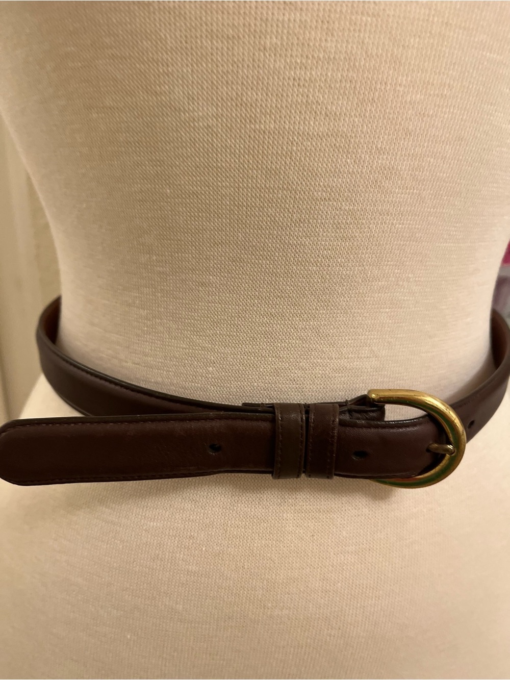 Vintage Coach Chocolate Brown Leather Belt with Brass Buckle — Size Small